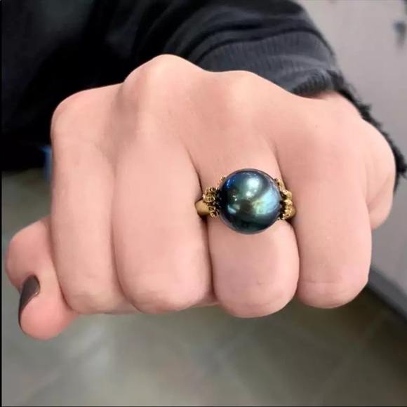 New Women’s Yellow Gold Plated Pearl Luxury Ring - Picture 3 of 5